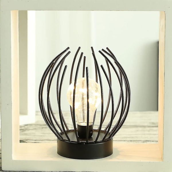 Metallihäkkipöytälamppu johdoton paristokäyttöinen lamppu Edison-tyylisellä led-polttimolla, ihanteellinen häihin