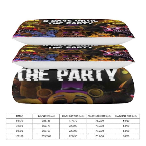 x577 Five Nights at Freddy's Dynetrekk Mikrofiber Sengetøy Sett 3D Trykt Lettvekt 3-delt Dynesett, 1 Dynetrekk og 2 Putetrekk 135x200cm 53x78in
