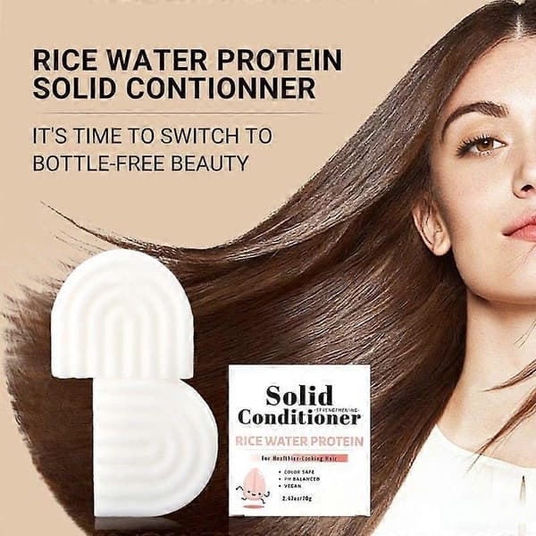 Risvand Protein Solid Shampoo og Balsam Sæt til Hårvækst, Styrkende Hårpleje Duo m/Risprotein & Vitaminer til Skadesreparation Hydrering 2pcs