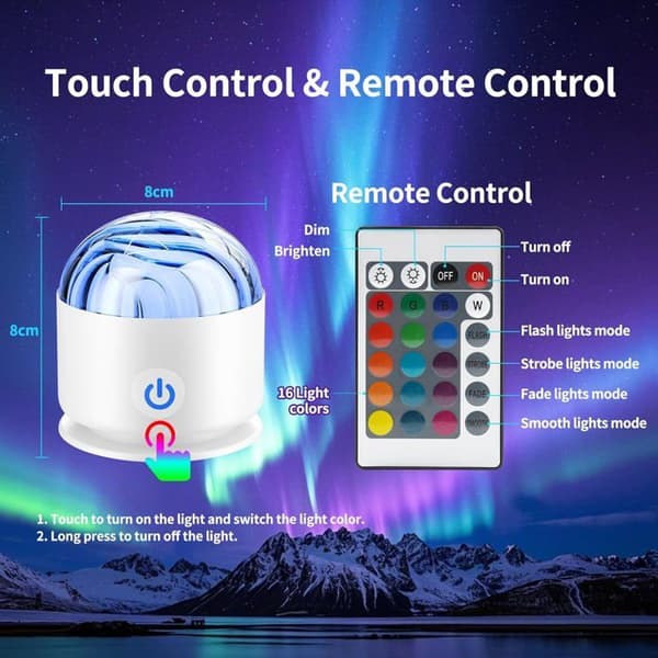 Starry Sky Projector, Aurora Lamp with 16 Light Effects and Remote Control, Galaxy Projector Night Light for Kids