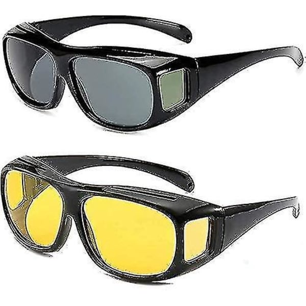 Hd Vision Goggles Anti-glare Polariserte Solbriller Menn/kvinner Kjøreglass Solbriller Uv-beskyttelse Alle Sykler & Bilførere -(gul-svart), 2 Pa
