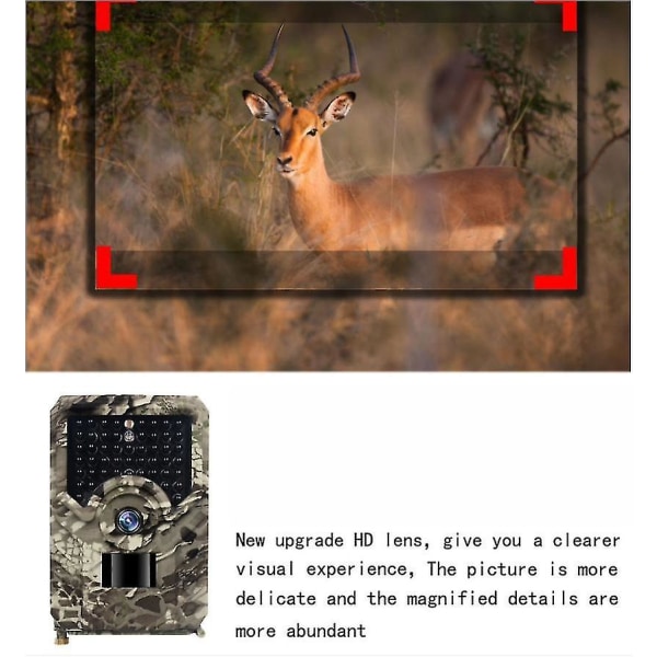 Villieläinkamera, 1080p 12 megapikselin metsästyskamera infrapuna-pimeänäön liiketunnistimella, HD-villieläinkamera SD-kortilla Ip66 vedenpitävä valvonta