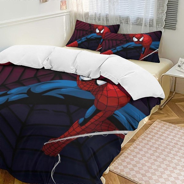 v942 Spider-Man 3-delat Bäddset för Enkelsäng - Inkluderar 1 Enkelt Täcke och 2 Örngott - Färgbeständig Mikrofiber - Spider io942 240x260cm 94x102in