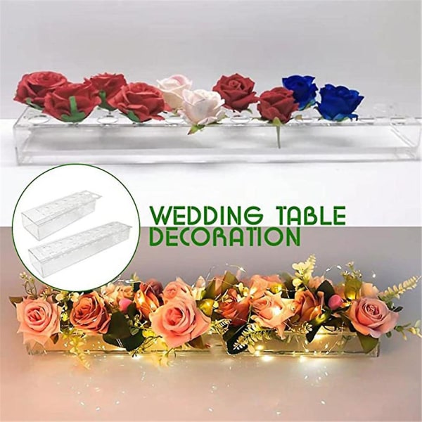 Genomskinlig akryl blomvas rektangulär blommig mittpunkt för matbord, genomskinlig akryl vas för hem bröllop bordsdekoration without Light