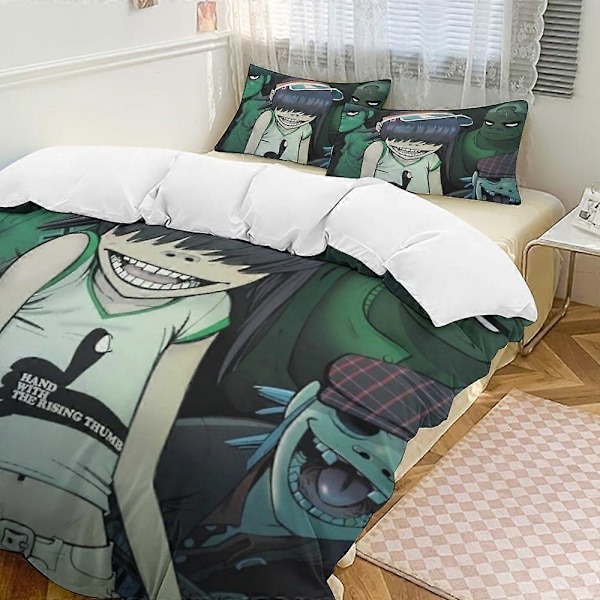 x460 Gorillaz 3-delt Sengesæt Varmt Og Behageligt Blødt Dynebetræk Sengesæt med 1 Dynebetræk Og 2 Pudebetræk til Soveværelse b460 200x200cm 78x78in