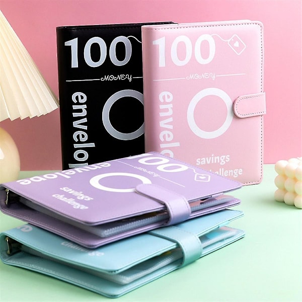 100 Konvolutter Sparepenger Utfordring Perm, A5 Spareperm Med Kontantkonvolutter For Planlegging Og Blue