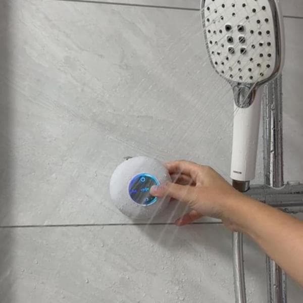 Waterproof Speaker for Shower - Bluetooth with LED, IPX4, Portable Mini Speaker with Suction Cup and Built-in Microphone White white
