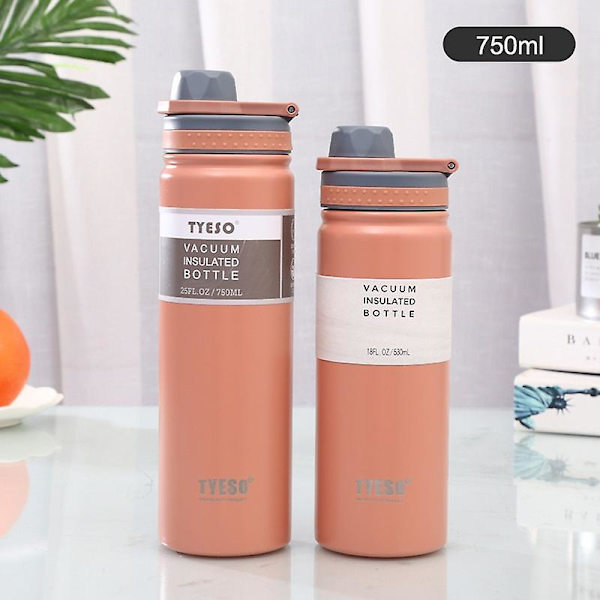 750 ml Tyeso termosmuki ruostumattomasta teräksestä valmistettu kannettava vesipullo, suuri halkaisija ja suuri kapasiteetti pink