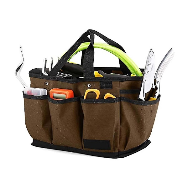 Havearbejde Tote Taske, Deluxe Havearbejde Værktøj Opbevaringspose Og Hjemmearrangør Med Lommer, Slidstærk & Genanvendelig(c-1) coffee