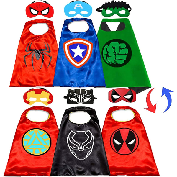 Superhero Capes For Kids Superhero Double Side Capes And Mask Best Superhero Toys And Kids Gifts(3pcs) style 1