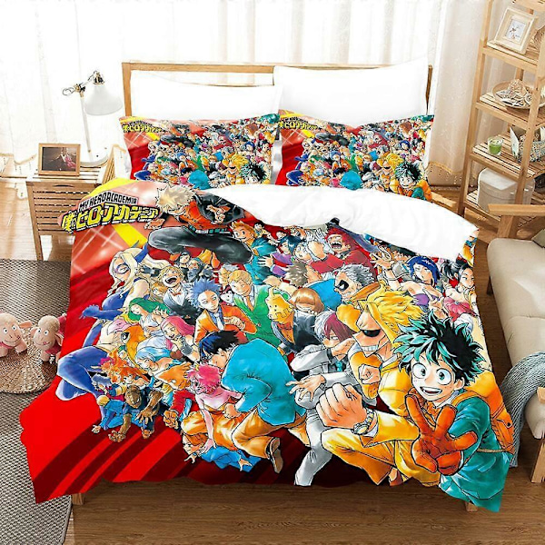 v5521 Lakanat My Hero Academia 3 kpl Vuodevaatesetti Pussilakanat Peittopäällinen Tyynyliinat Lahjat Lakanat IU5521 200x200cm 78x78in