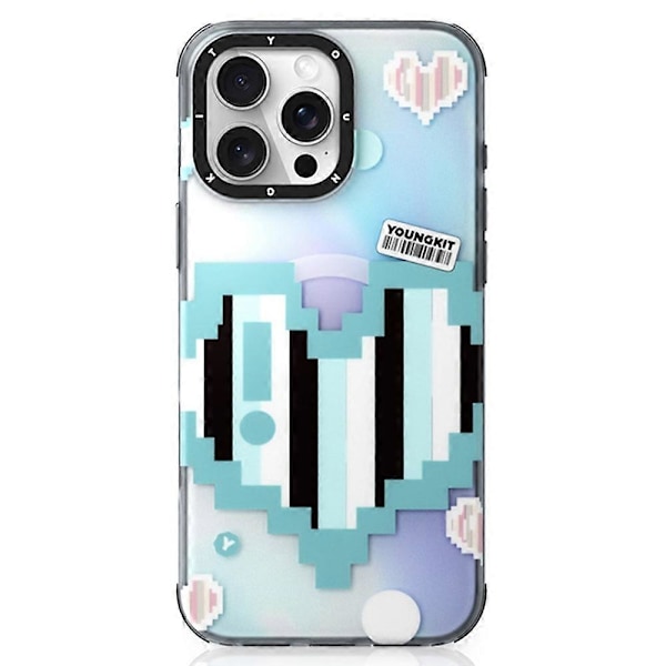 YOUNGKIT Pixel Heart -sarja iPhone 16 Pro: Magneettinen kuori IMD TPU -materiaalista, mobiili takakannen muotoilu - Multicolor Green