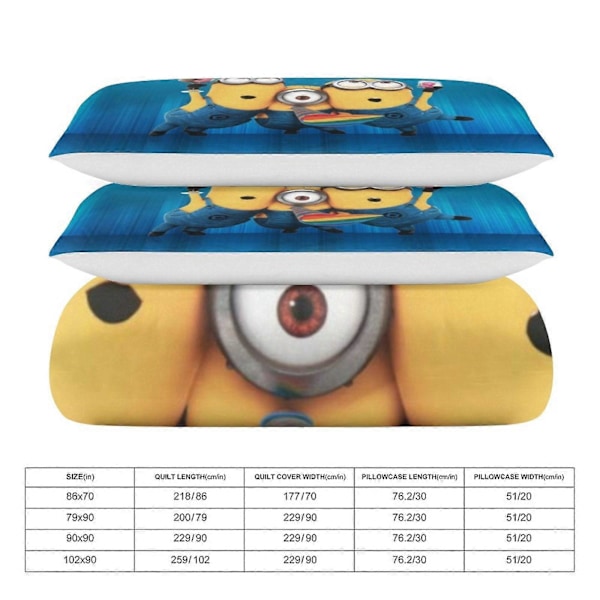 x36 Despicable Me 3-delars Sängklädesset Varmt och Bekvämt Mjukt Påslakanset med 1 Påslakan och 2 Örngott för Sovrum b36 200x200cm 78x78in