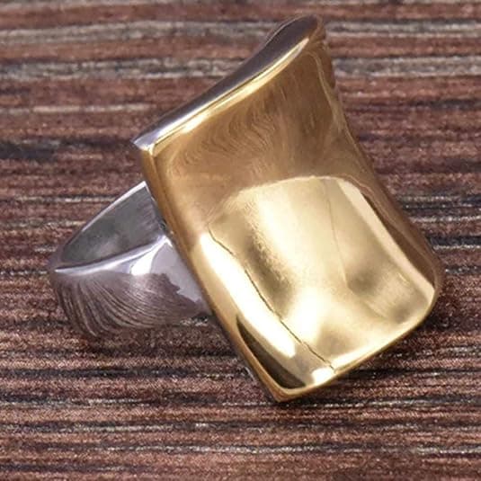 18K Guldbelagt Rustfrit Stål Buet Form Kraftig Stil Cocktailparty Bryllups Statement Ring