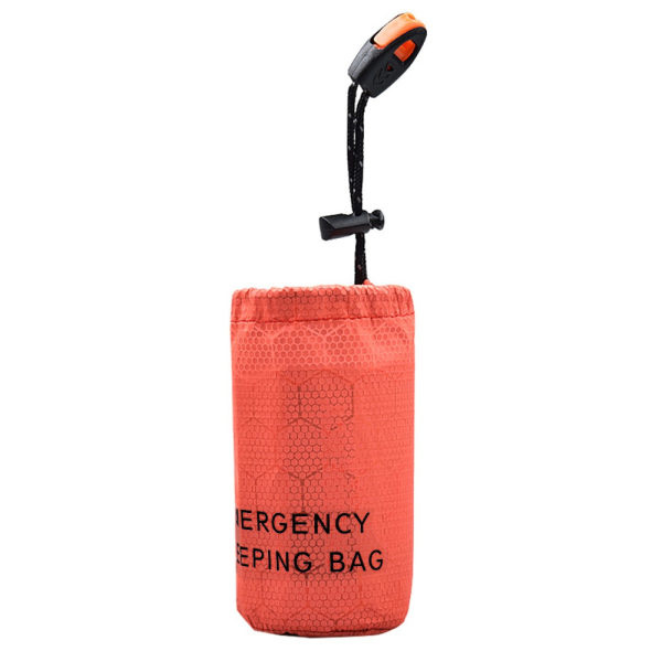 Nødsovepose til udendørs brug, genanvendelig Orange sleeping bag & carrying case