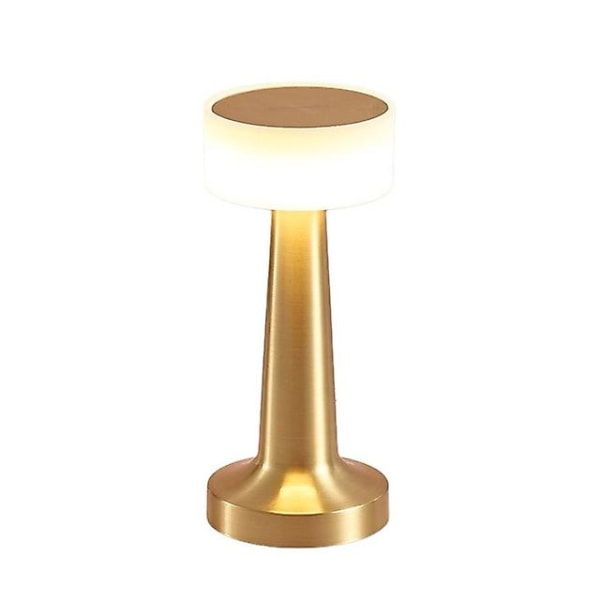 Metallbordlampe LED oppladbar skrivebordsnattlys USB trådløs berøring restaurant bar soverom dekorative stemningslys Gold