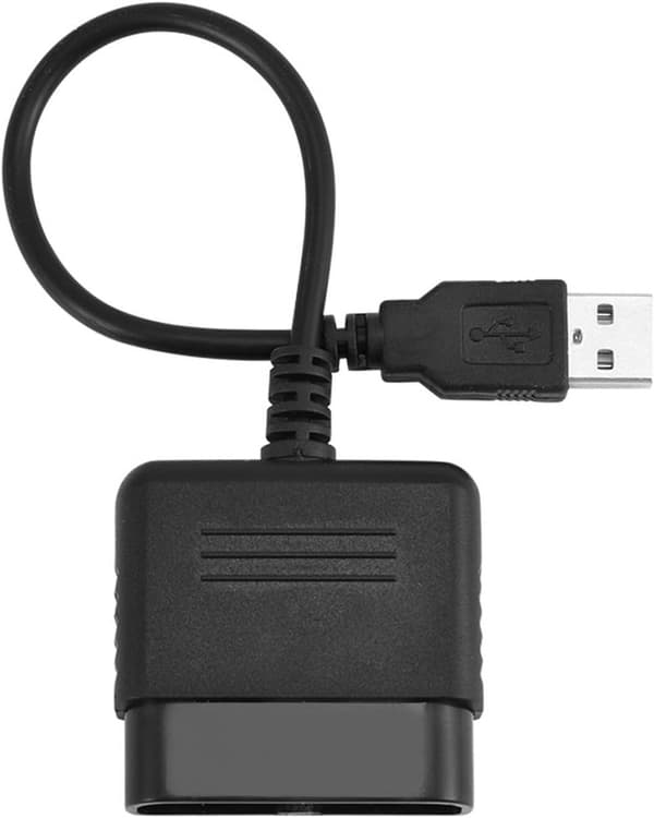 PS2 - USB-sovitin PS2-ohjain USB:hen ABS musta Sony Playstation 2 PS2-ohjain USB-sovittimeen muunnin PS3 Windows PC:lle