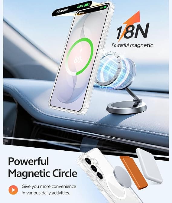 FNTCASE for Samsung Galaxy S26 Plus Case with Screen Protector, MagSafe Compatible, Translucent Matte, Full Camera Protection, Shockproof Clear