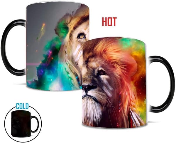 Magisk lejonkeramisk kaffemugg, värmekänslig mugg, kaffemugg, temugg, mjölkmugg