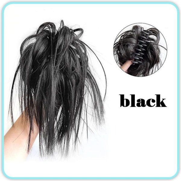 Claw Clip Messy Bun Hårstykke - Hårboller Bølget Krøllet Chignon Hårbolle Extensions Tousled Updo Hårboller Claw Clip Hestehale Hårstykker Black