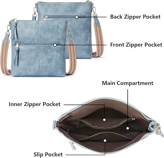 Crossbody-väskor för kvinnor Mellanstor axelväska i veganskt läder med gitarrrem