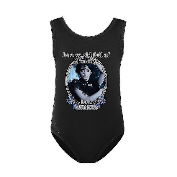 Lasten tytöt Wednesday Addams -painatus yhdellä kappaleella uimapuku uimapuku uimapuvut uimapuku 9-14 vuotta Black 13-14 Years