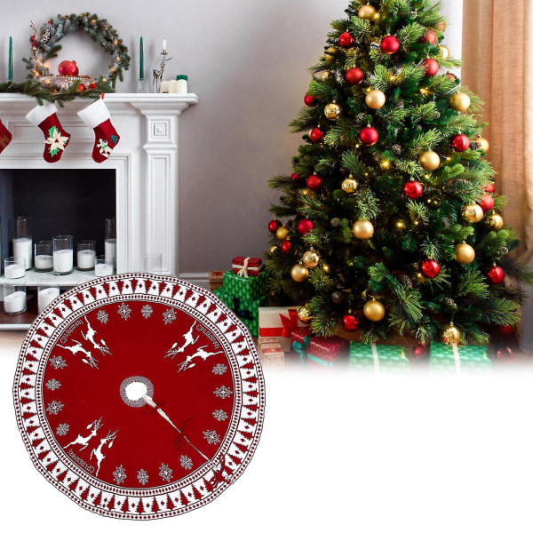 Dekorativ trädkjol Bas Älgmönster Dubbelsidig Tillgänglig Julgransbottendekorationsmatta för hem XL
