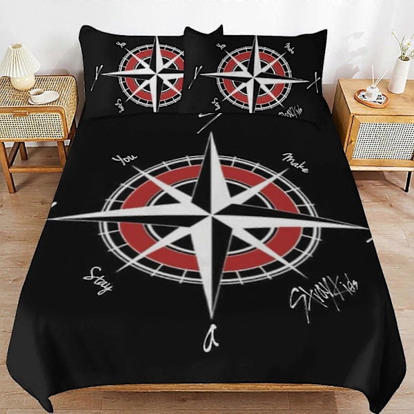 c452 Stray Kids Sängkläder Set Påslakan Bekvämt och Lättviktigt Tecknat Sängkläder 3 Delars Sängset Enkel(1 Påslakan och 2 Örngott) hn1035 135x200cm 53x78in