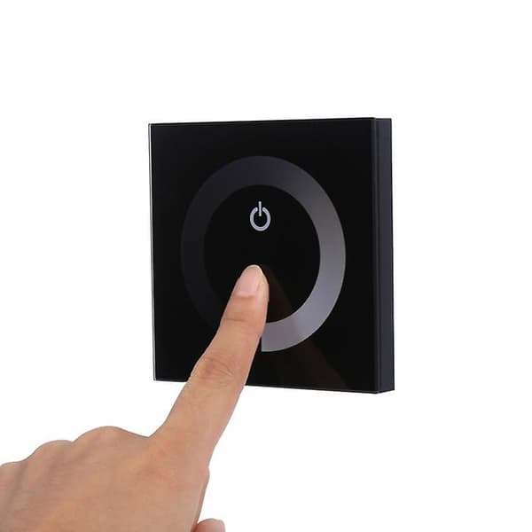 DC 12V-24V Dimmer-afbryder til vægmontering, berøringspanel-controller, monokrom LED-strip lysstyrkejusterbar dimmer, touch screen LED-dæmperkontakt (sort)