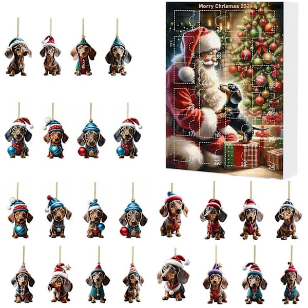 Julkalender med hundar - Julklapp för hundälskare - Julgranshänge - Julkalender 2024 för flickor B