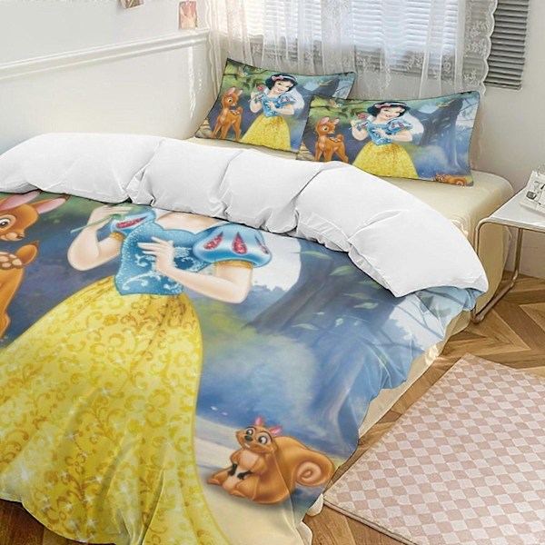 v247 Tecknad prinsessa 3-delars sängklädesset 1 Påslakan + 2 Örngott För Barn Pojkar Flickor Vuxen Tecknad Varm Söt Mode Semester Present Gåva hn247 135x200cm 53x78in