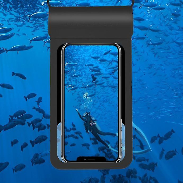 Ekstra stor 11,3 24 cm svart, sommer vanntett mobiltelefonpose, sjøsiden svømming takeaway vanntett mobiltelefondeksel, dykking fotografering video pho