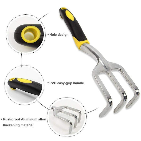 3 stk rive / spade / skala spade hage verktøy sett aluminium legering myk gummi sklisikker håndtak, for utgraving, løs jord ventilasjon, planting, luking