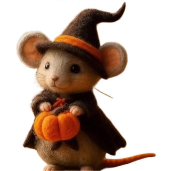 Håndlaget musefigur i ullfilt 2CUnik Halloween-gave varm- E7Z9 B 1pcs