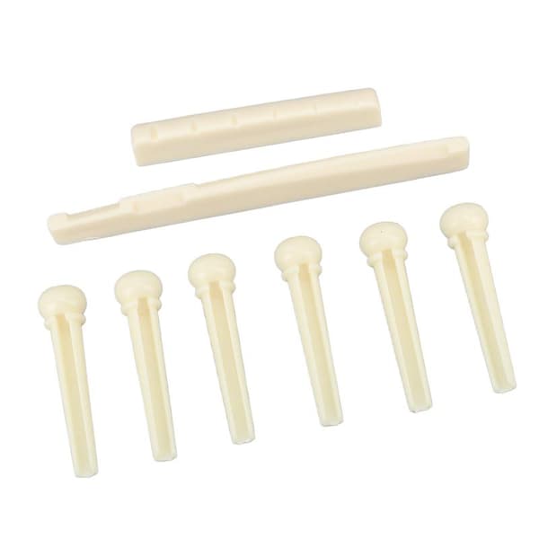 Acoustic Guitar Bridge Set Nut Saddle String Pins Plastic Instrument Accessories for Playing 0.1