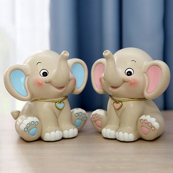 Tegneserie Baby Elephant Sparebøsse Resin Myntbank Penger Bank Barn Bursdagsgaver