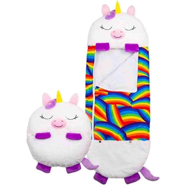 Happy Nappers Stor Lekepute og Sovepose, Morsomme Barnepyjamas Soveposer i Ett Stykke, For Overraskede Barn (Hvit)-WELLNGS NO:6