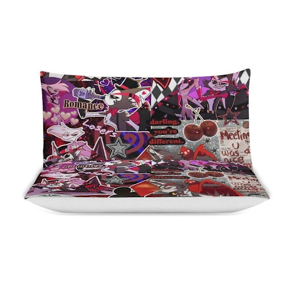 v118 Hazbin Hotel 3-delat Bäddset för Enkelsäng - Inkluderar 1 Enkelt Täcke och 2 Örngott - Färgbeständig Mikrofiber - Hazbin Hotel io118 240x260cm 94x102in