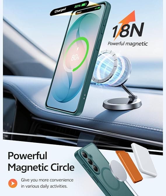 FNTCASE for Samsung Galaxy S26 Plus Case with Screen Protector, MagSafe Compatible, Translucent Matte, Full Camera Protection, Shockproof Sagebrush Green