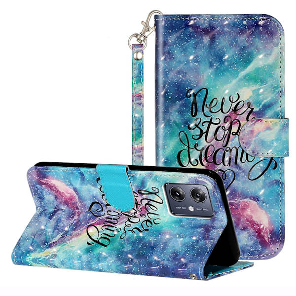 För Motorola Moto G14 5g Plånboksfodral i Läder 3d Mönster Folio Cover Starry Sky