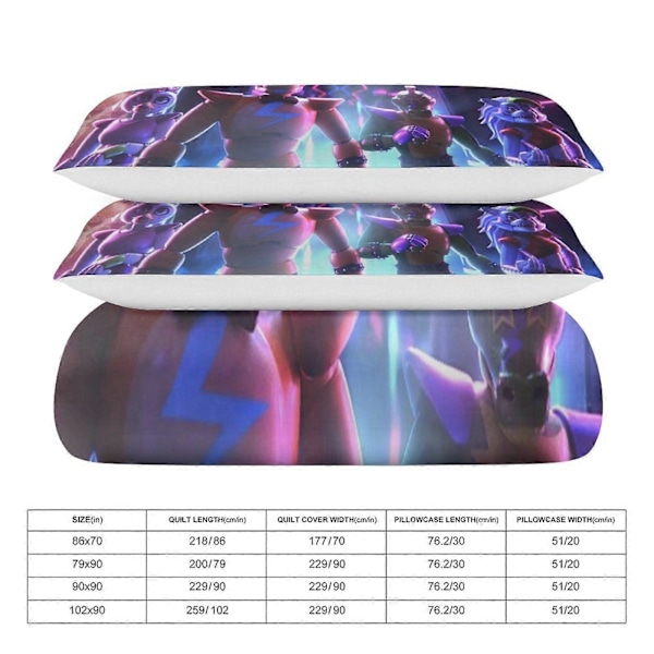 v1309 Five Nightat Freddy Quilt Sæt Tyk Blød 3 Dele Sengesæt Helårs Dynebetræk med 2 Pudebetræk til Voksne Kvinder Piger Teenagere Hjem Værelse 135x200cm 53x78in