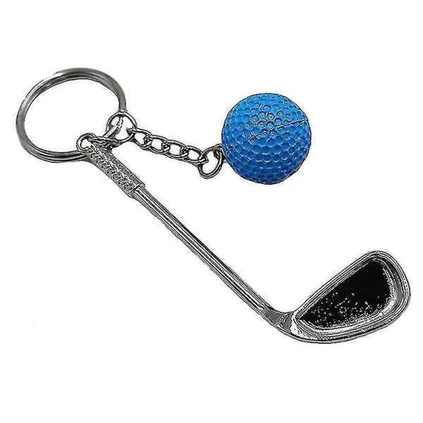 Funky Cute Metal Novelty Golf Ball Sports Keyring Keychain Blue