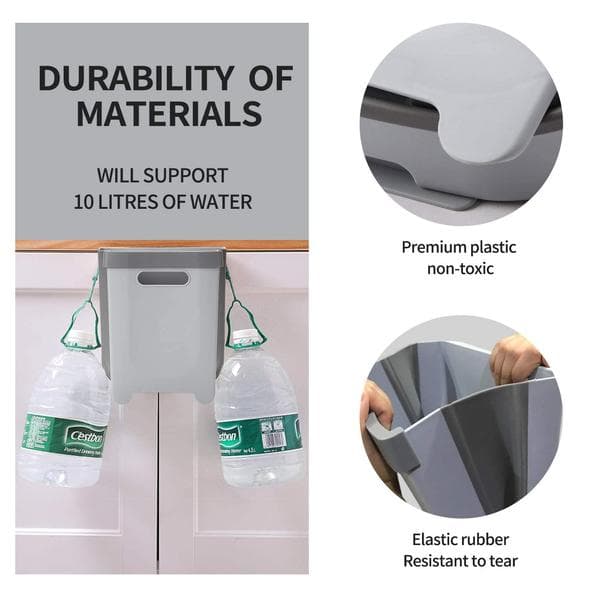 9L Wall Mounted Foldable Waste Bin for Kitchen Cabinet - Quickly Clean Counter, Sink, Bathroom - RV, Car, Camping Foldable Trash Can