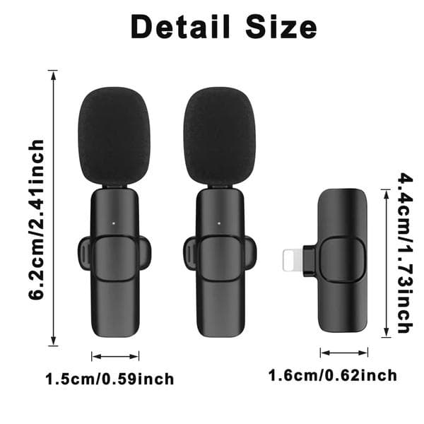 Professionel trådløs minimikrofon til iPhone - Lavalier Bluetooth-mikrofon til videooptagelse Minimikrofon til indholdsskabere Podcasting