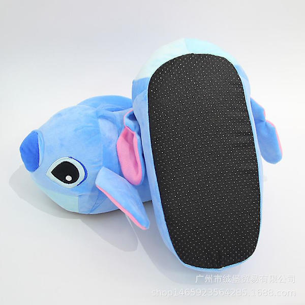 Blå Stitch Vintertofflor Roliga Inomhus Unisex Vuxna Stoppade Plyschskor