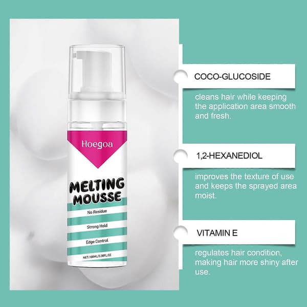Lace Melting Mousse 100ml, Stark stadga, Inga rester, Kantkontroll, Långvarig formula, Skyddar dina kanter, Mångsidig Mousse Hårskum 2PCS