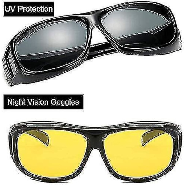 Hd Vision Goggles Anti-glare Polariserte Solbriller Menn/kvinner Kjøreglass Solbriller Uv-beskyttelse Alle Sykler & Bilførere -(gul-svart), 2 Pa