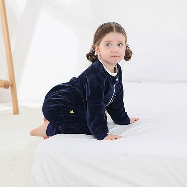 Babysockså med fötter Pyjamas Babysockså Kläder Sovromper med dragkedjor Långärmad pyjamas för babyflicka pojke 1-6 år L black