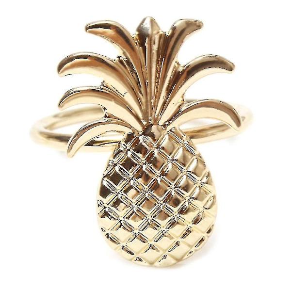 12 stk ananas serviettring i metallbelagt serviettringstativ til bryllup, ferie, fest, borddekor