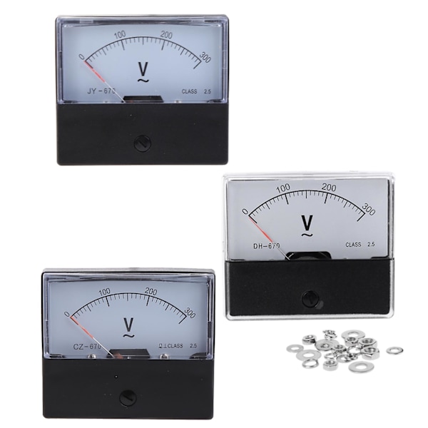 Analog Voltmeter Panel Pointer Volt Spenningsmåler Måler Gauge Ac 0-300v 68mm/2.7in White Other